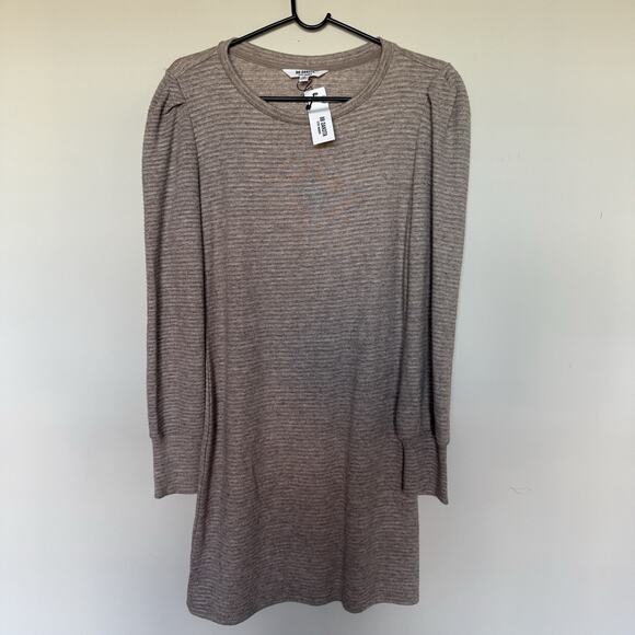 BB Dakota Steve Madden Womens Sweater Dress Medium Taupe Grey Knit Minimal NEW - Picture 2 of 7